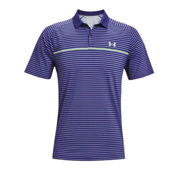 Under Armour Iso-Chill Polo Hollen Stripe Size Small Purple Green - Picture 1 of 8
